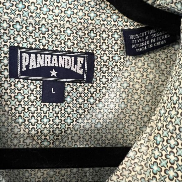 Panhandle Shirt Men’s Diamond Pearl Snap Button Blue Long Sleeve Size Large - Picture 2 of 6